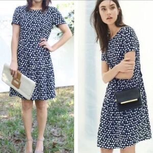 J. Crew Navy Blurred Floral Tiered Dress